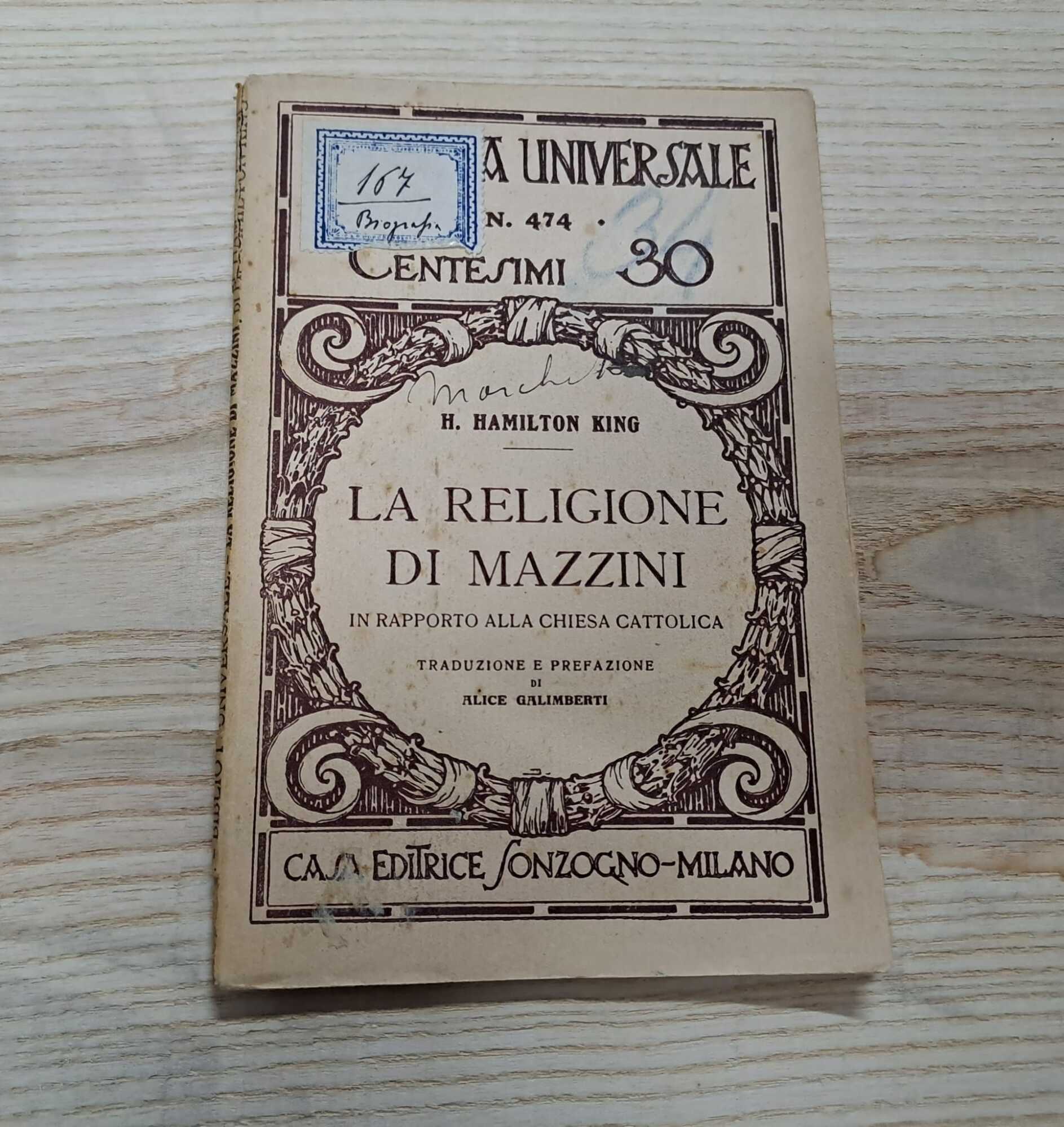 LA RELIGIONE DI MAZZINI IN RAPPORTO ALLA CHIESA CATTOLICA.