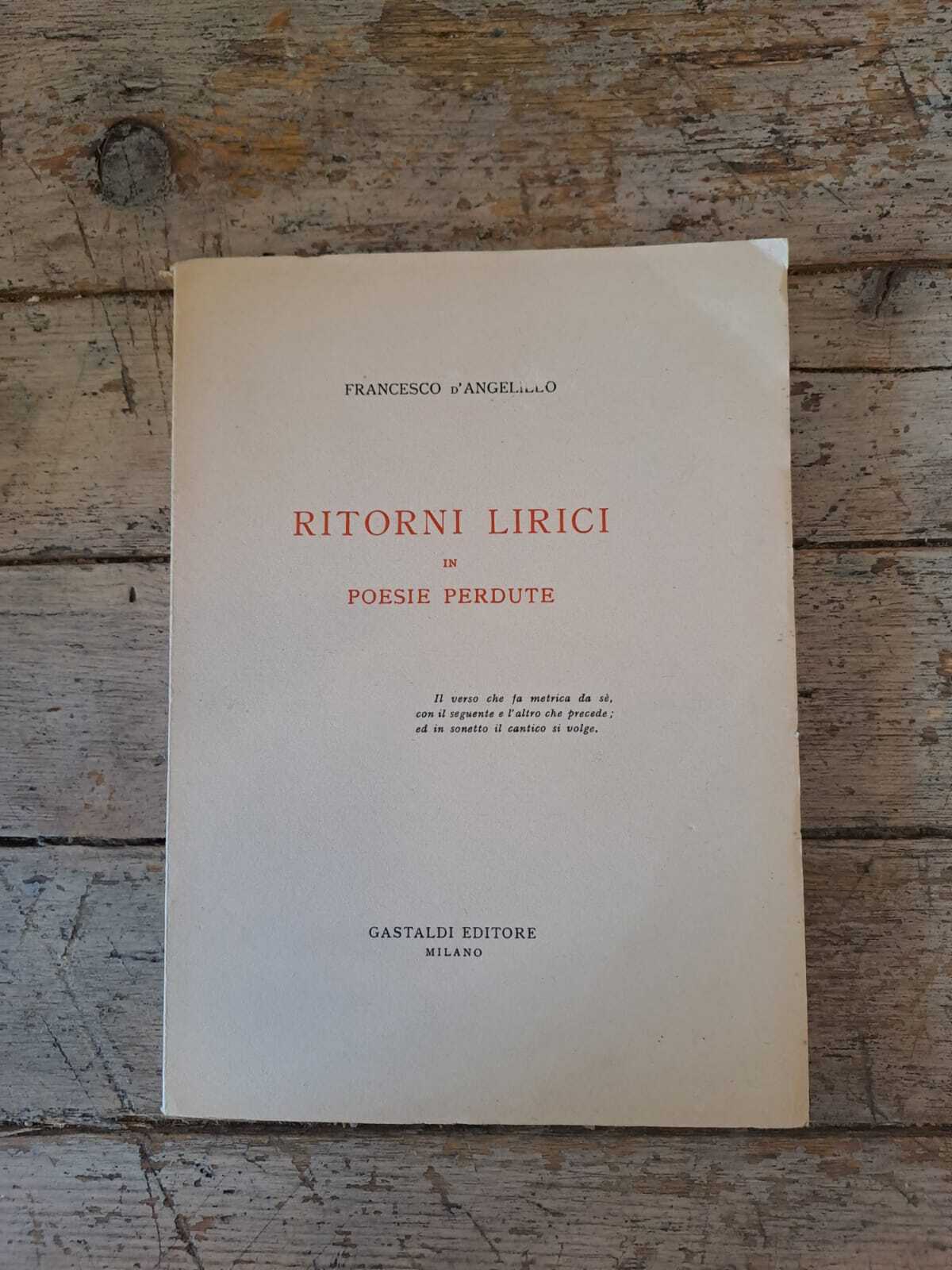 Ritorni lirici in poesie perdute