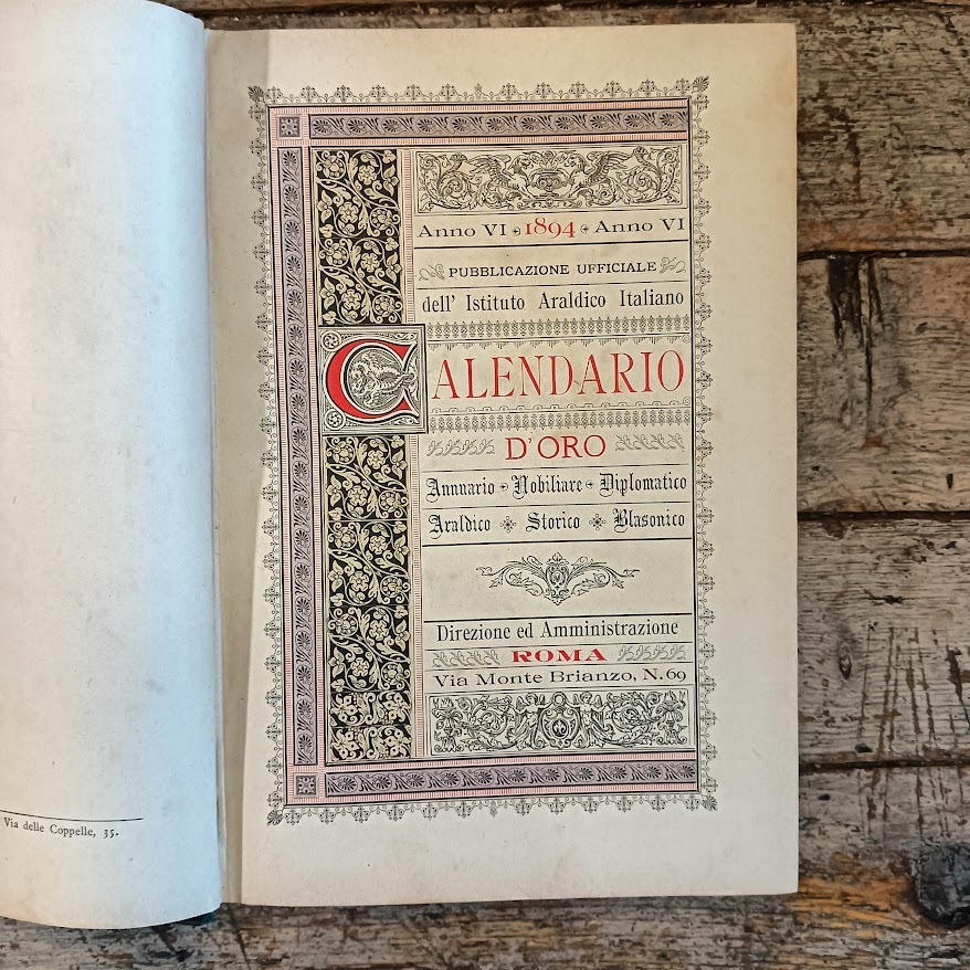 Calendario d'Oro 1894. Pubblicazione ufficiale dell'Istituto Araldico Italiano - immagine 2
