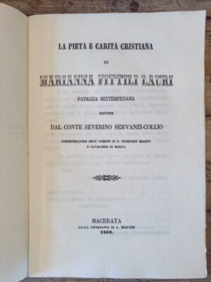 La pietà e carità cristiana di Marianna Fittili Lauri Patrizia Settempedana