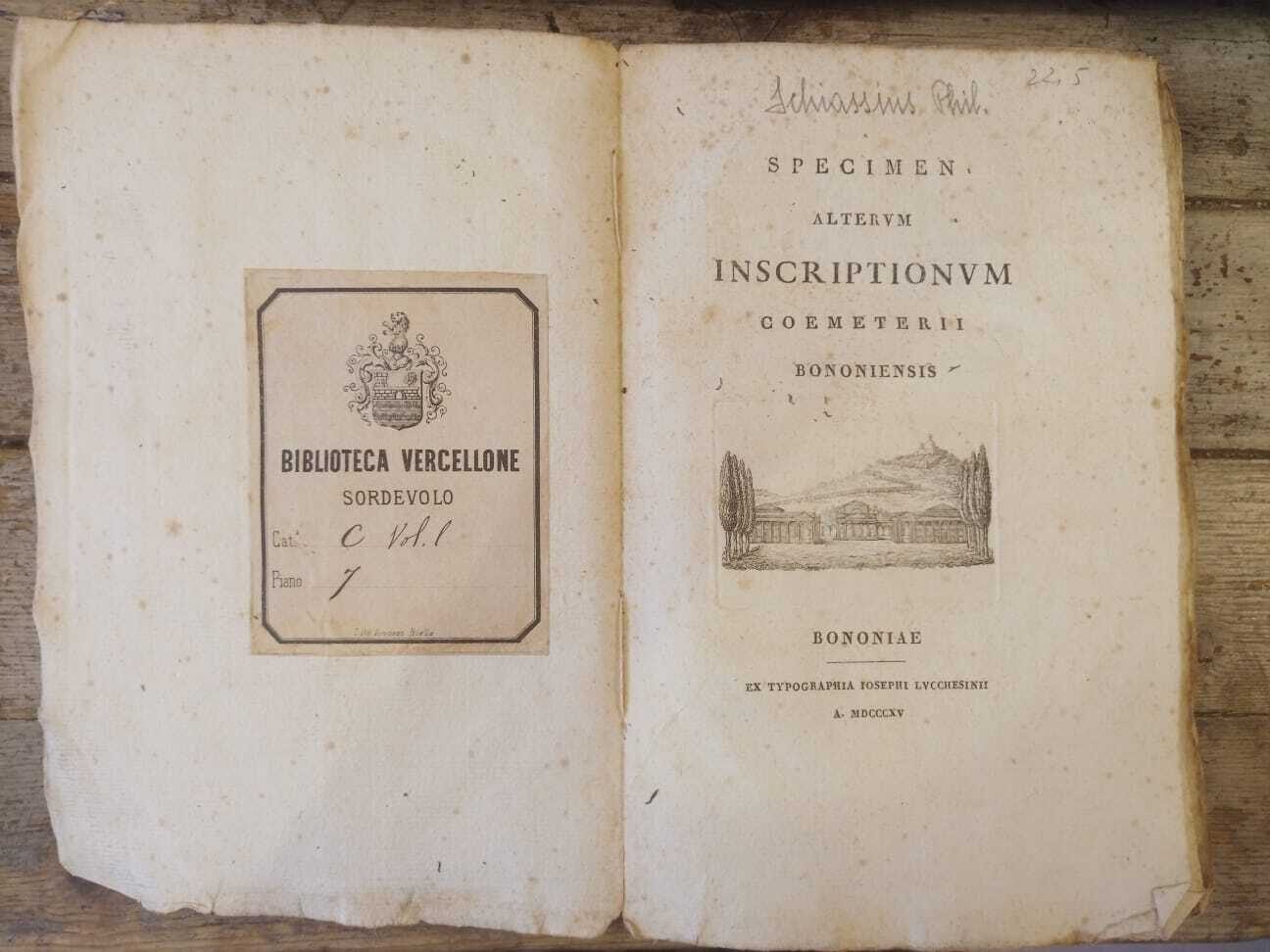 Specimen alterum inscriptionum coemeterii bononiensis