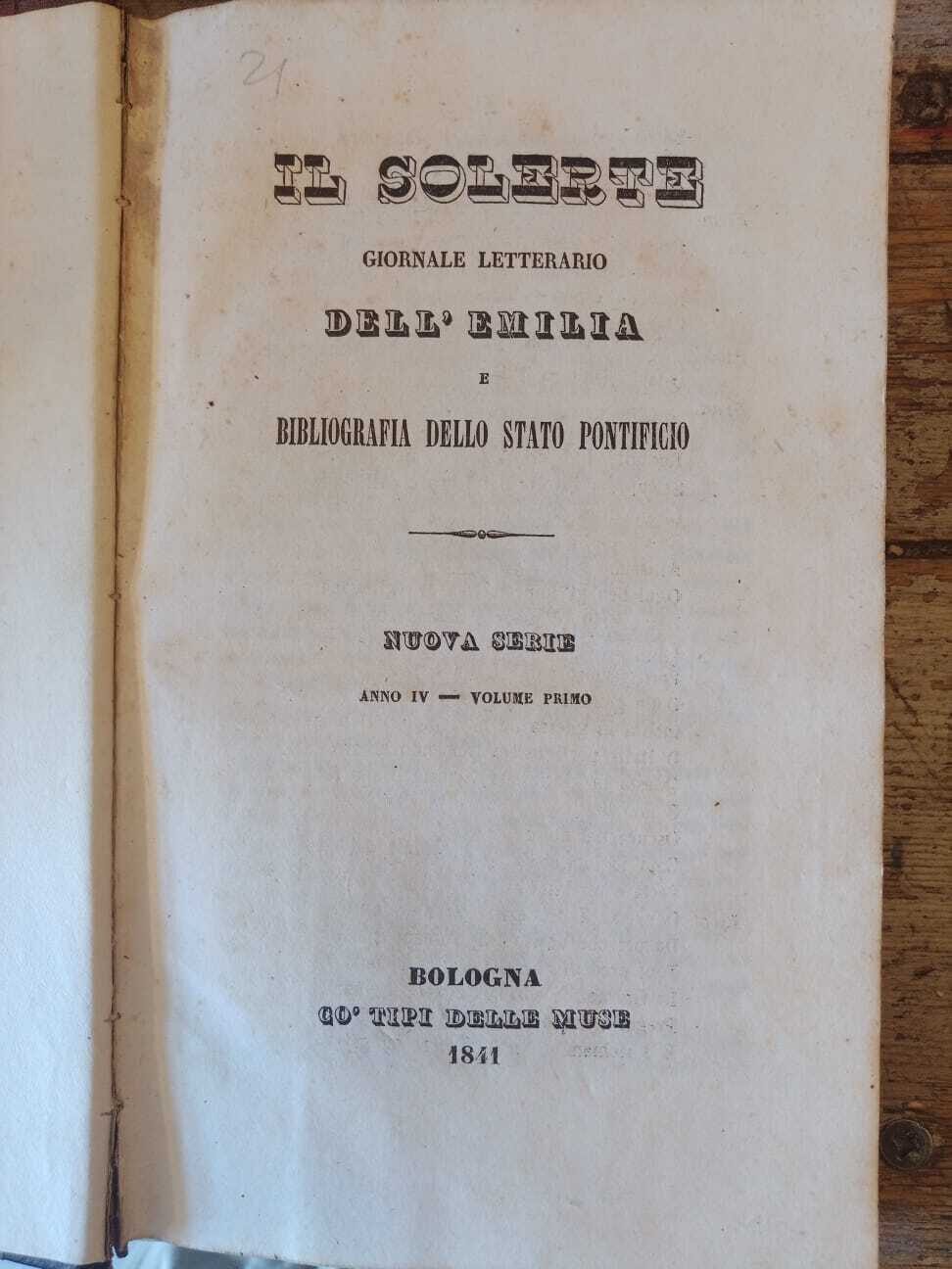 Il solerte. Giornale letterario