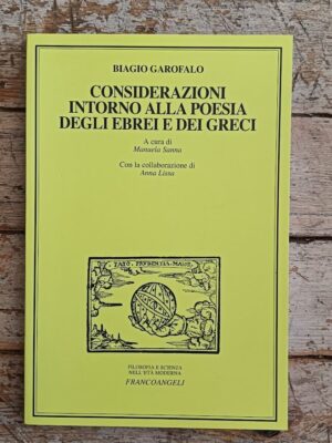 Considerazioni intorno alla poesia degli ebrei e dei greci