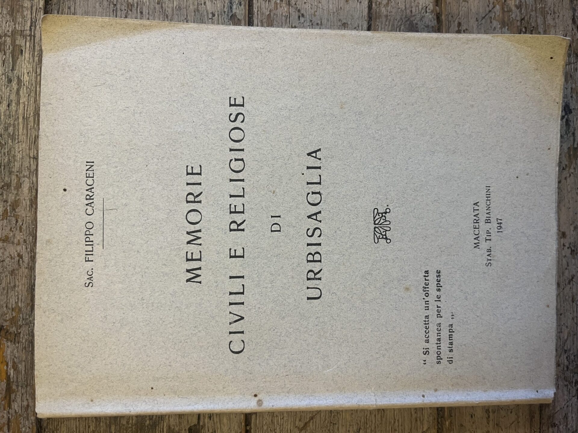 Sacerdote Filippo Caraceni: Memorie civili e religiose di Urbisaglia. Teologia.