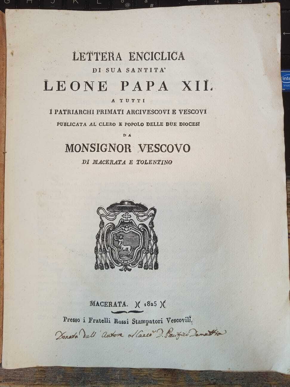Lettera enciclica di sua santità Leone Papa XII