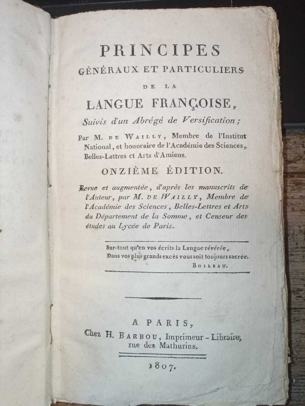 Principes Generaux et Particuliers De La Langue Française