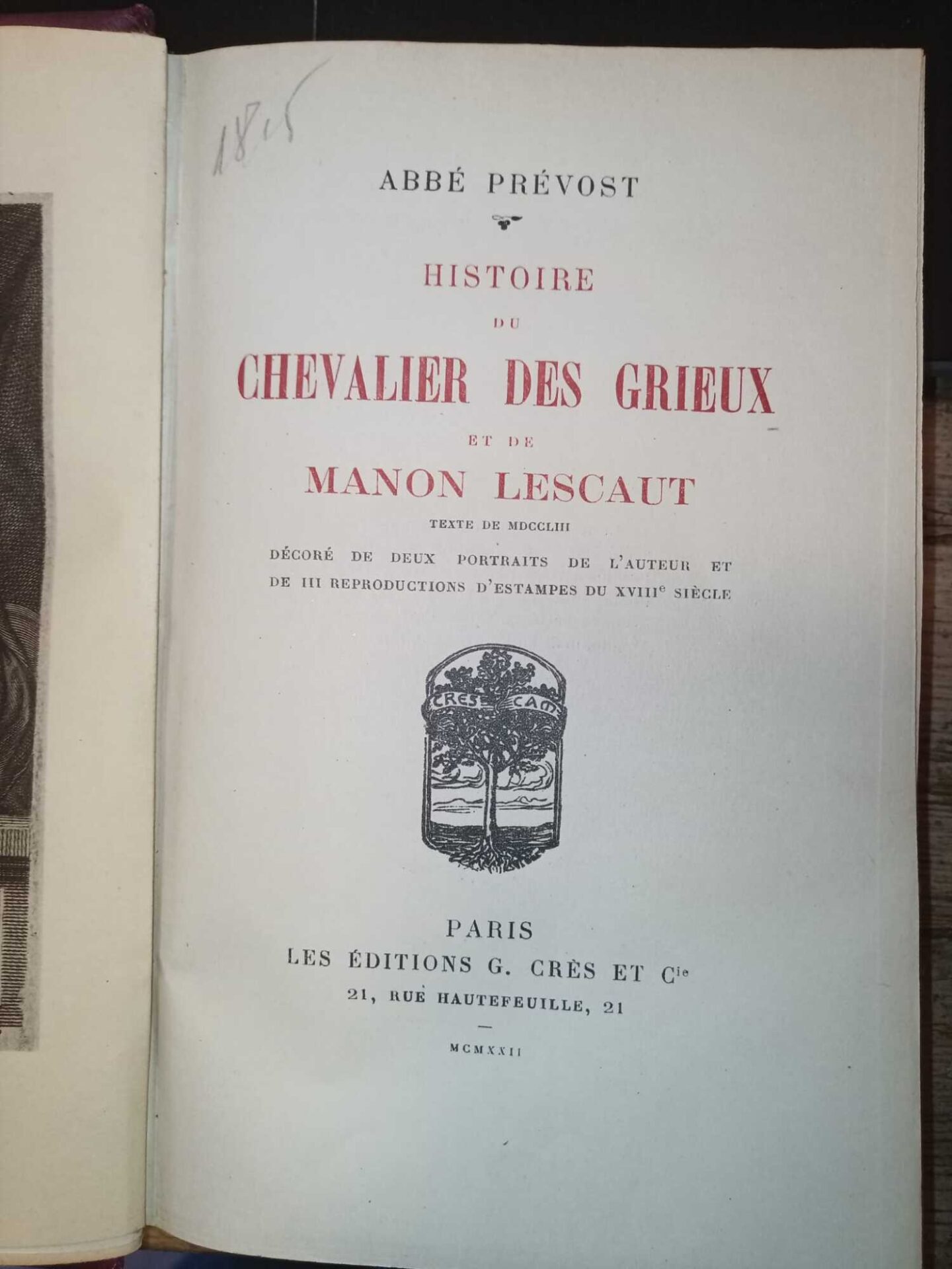 Histoire du Chevalier des Grieux et de Manon Lescaut