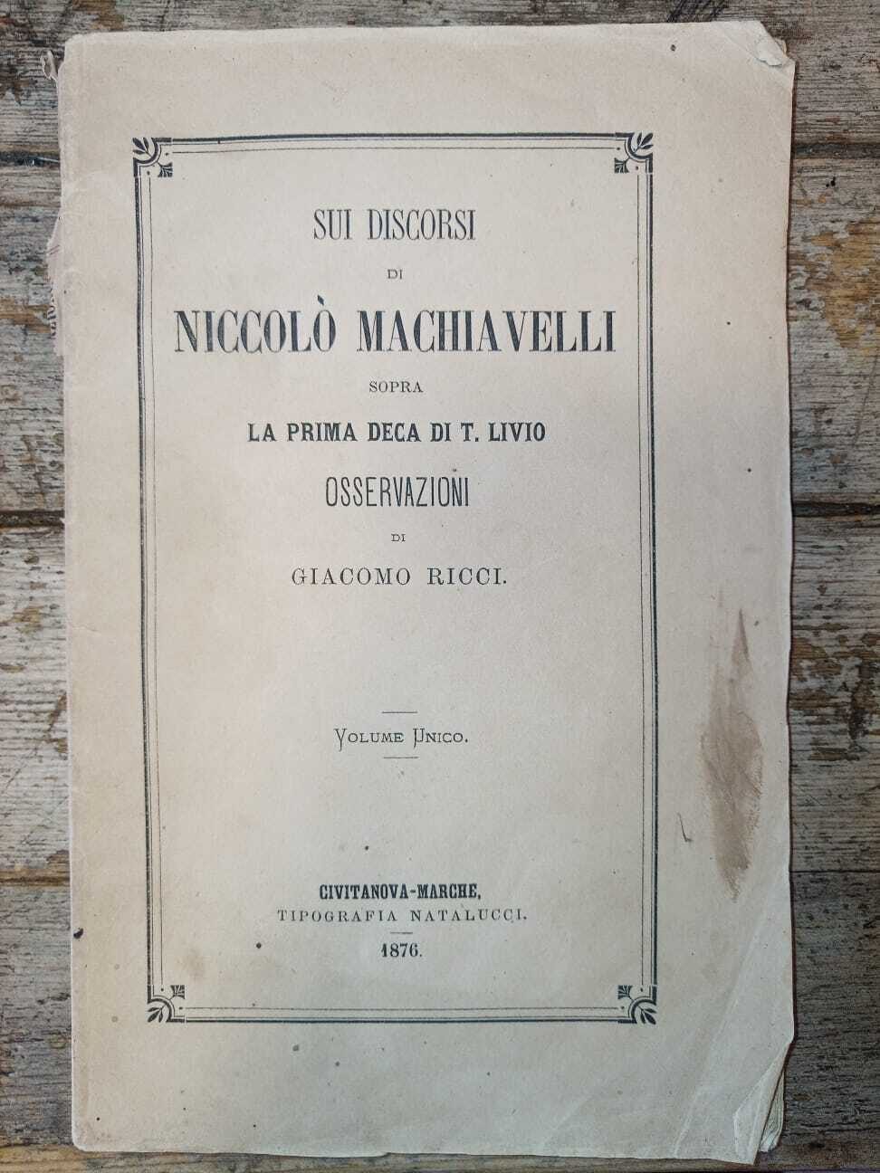 Sui discorsi di Niccolò Machiavelli