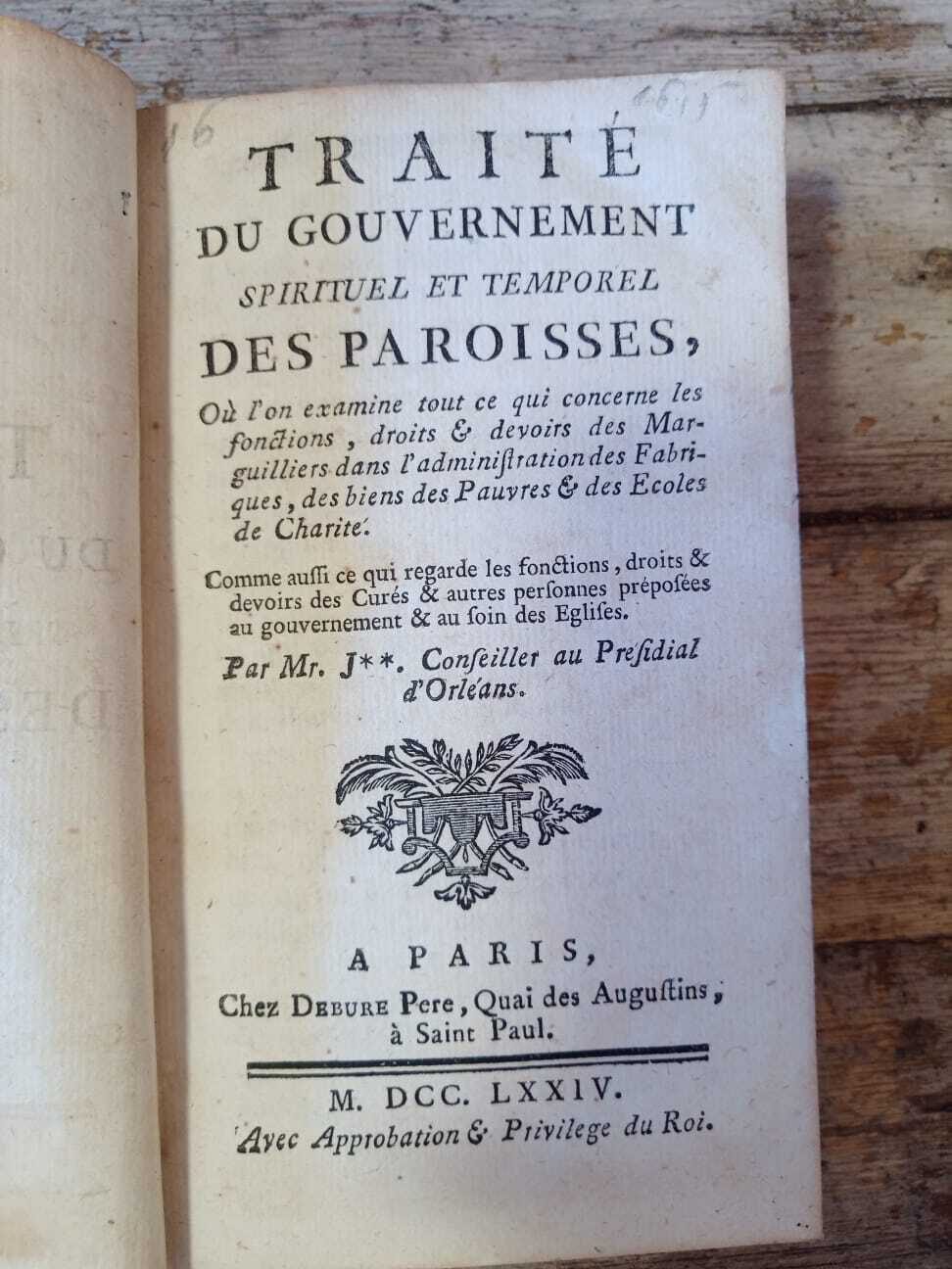 Traité du Gouvernement spirituel et temporel des Paroisses