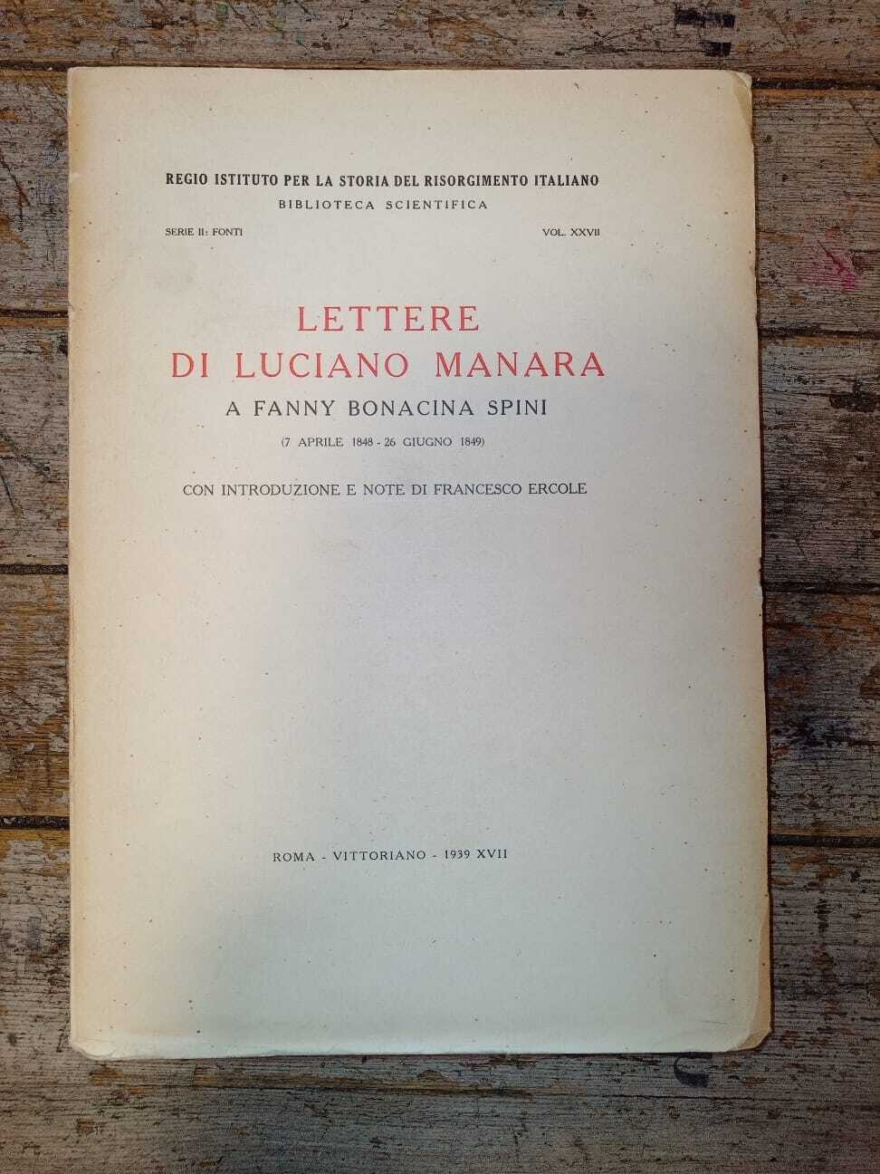 Lettere di Luciano Manara a Fanny Bonacina Spina