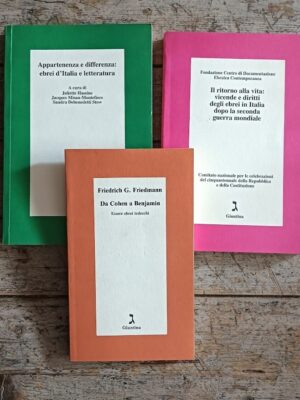 Lotto 3 libri edizioni Giuntina sull'ebraismo: Friedrich G. Friedmann, Da Cohen a Benjamin. Essere ebrei tedeschi - Il ritorno alla vita: vicende e diritti degli ebrei in Italia dopo la seconda guerra mondiale - Appartenenza e differenza: ebrei d'Italia e letteratura