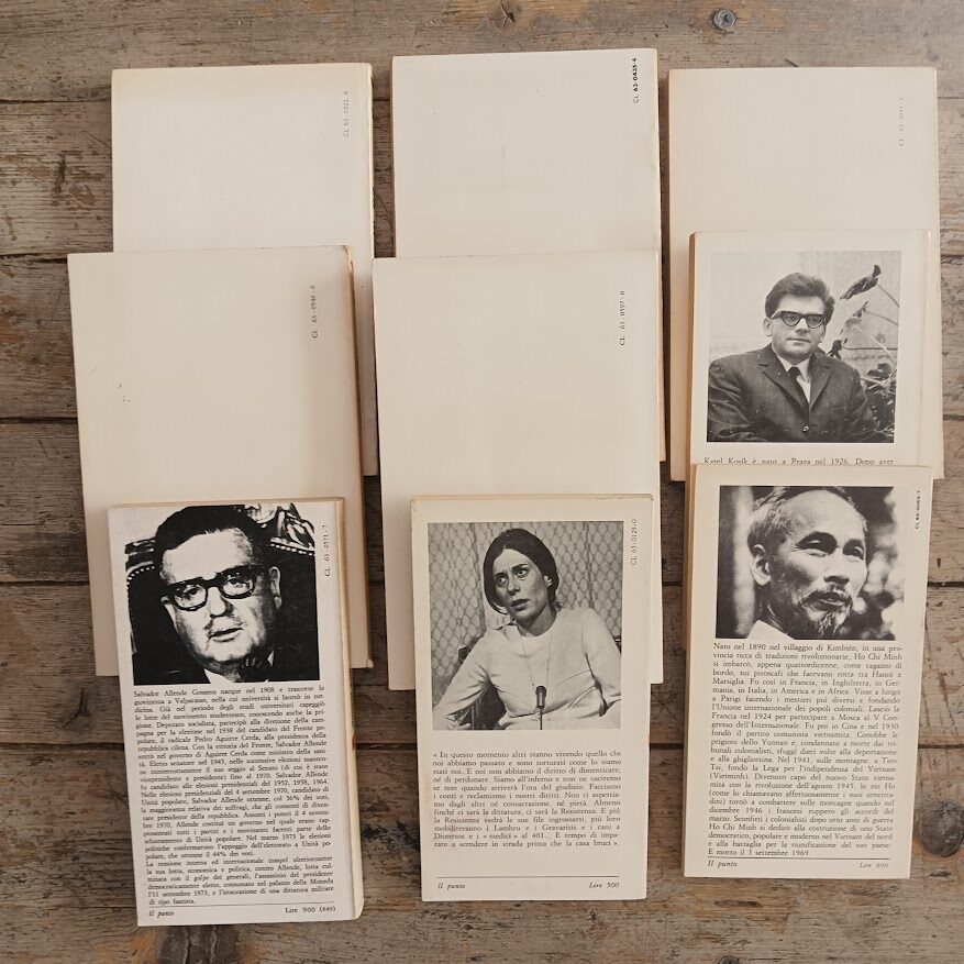 Lotto 9 libri Editori Riuniti:
Wlodzimier Brus, Economia e politica nel socialismo - Aa. Vv., Ideologia e azione politica - Barry Commoner, La tecnologia del profitto - Ernesto Ragionieri, Palmiro Togliatti - Ferenc Janossy, La fine dei miracoli economici - Karel Kosik, La nostra crisi attuale - Salvador Allende, La forza della ragione - Tuong Chinh, Ho Chi Minh - Kitty Arseni, Nelle carceri dei colonnelli - immagine 2