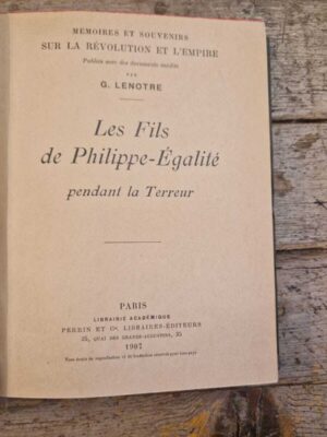 Les Fils de Philippe-Égalité pendant la Terreur