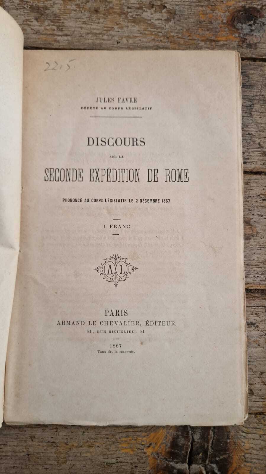 Discours sur la seconde expédition de Rome