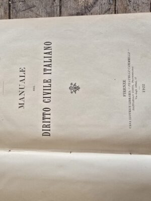 Manuale del diritto civile italiano; Giulio Venzi; 1922