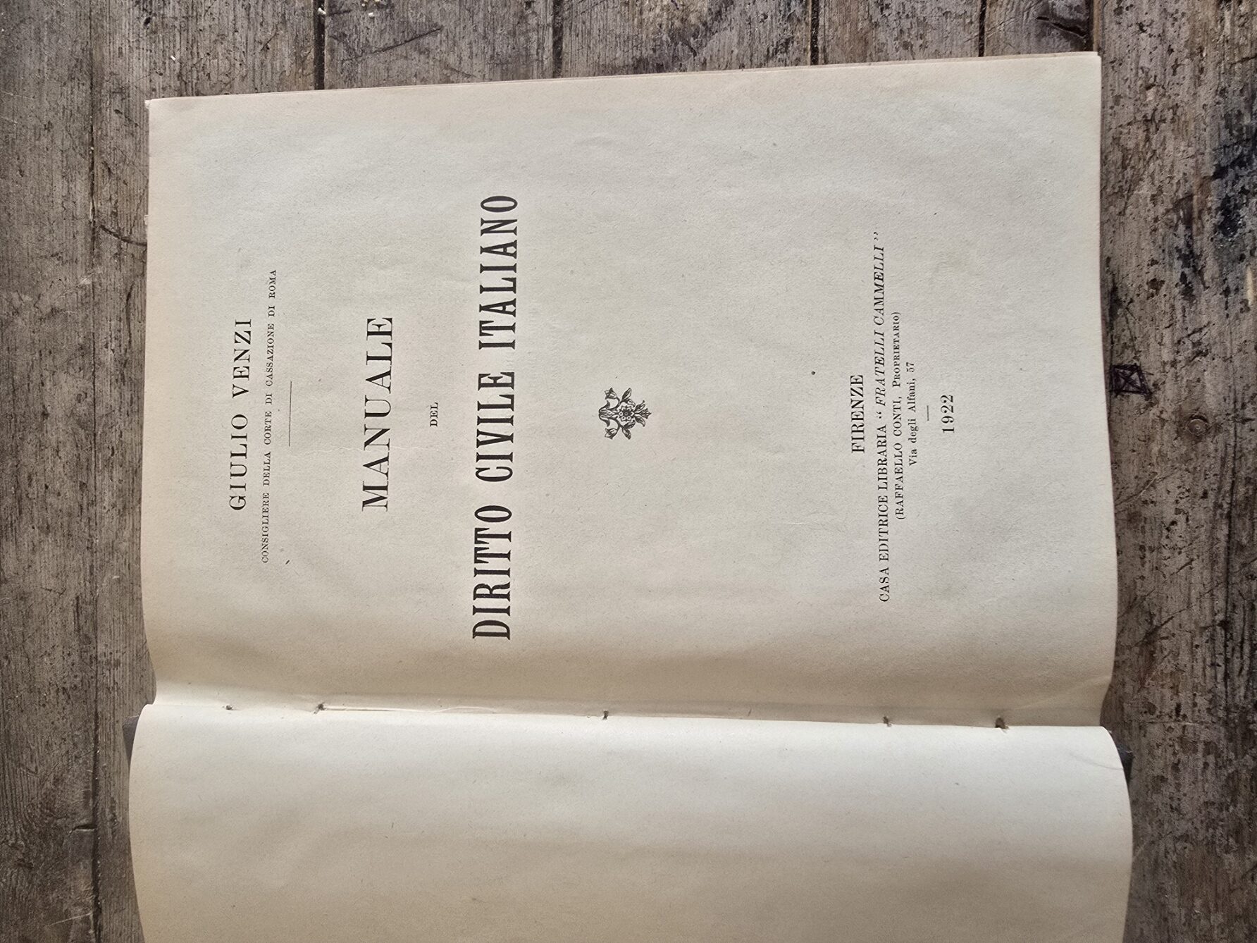 Manuale del diritto civile italiano; Giulio Venzi; 1922