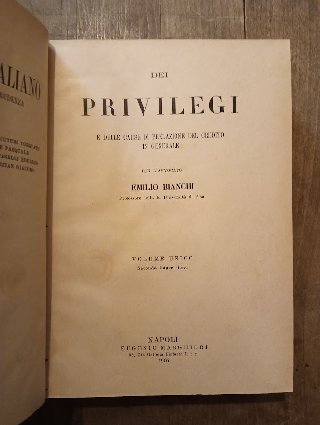 Dei privilegi e delle cause di prelazione del credito in generale